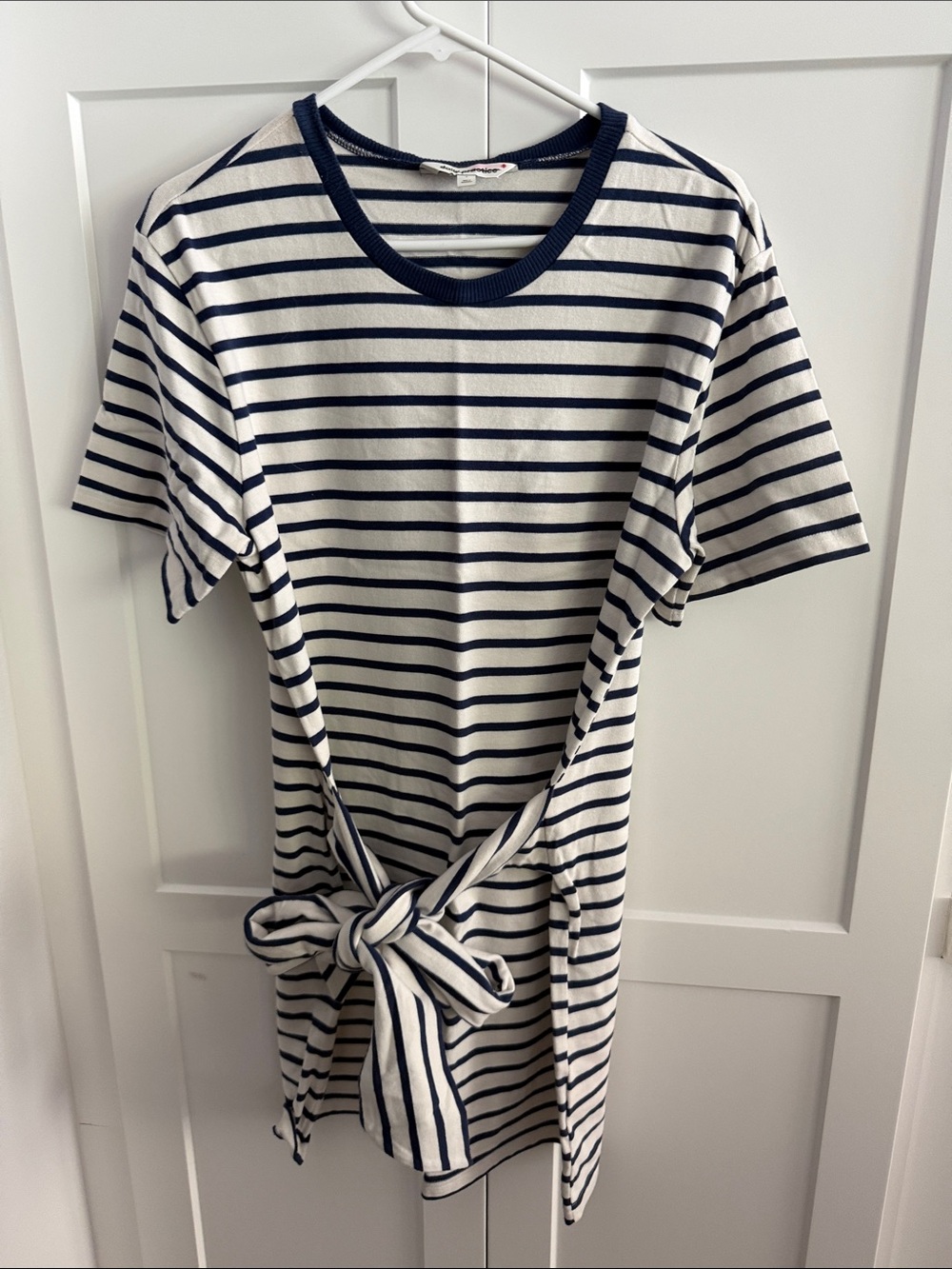 Daily Practice Striped Navy and White Tie-Front Dress Size Small